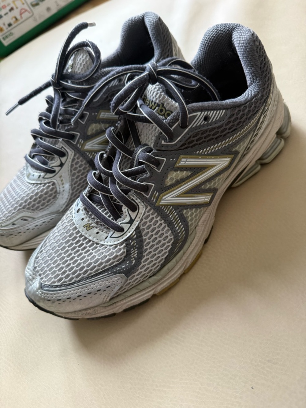 New Balance Gray and White Lace-Up Running Shoes